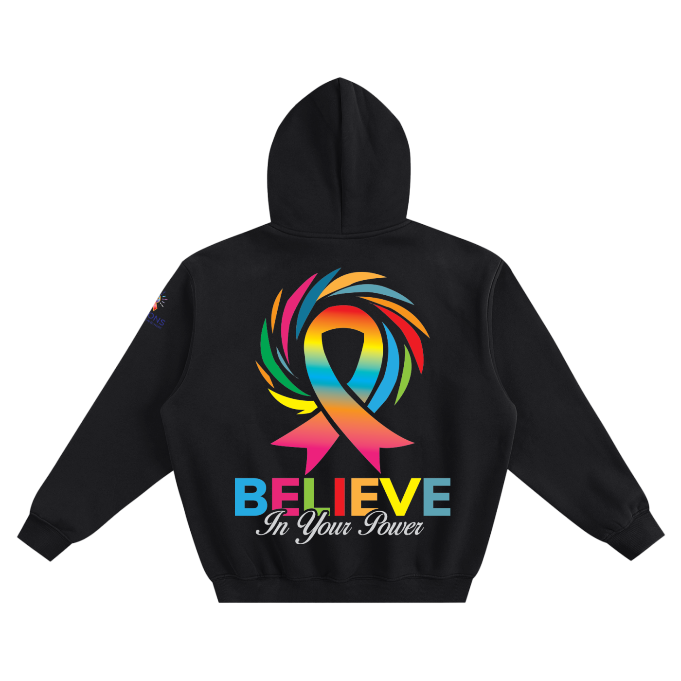 Black - Believe in Your Power Rainbow Ribbon Hoodie