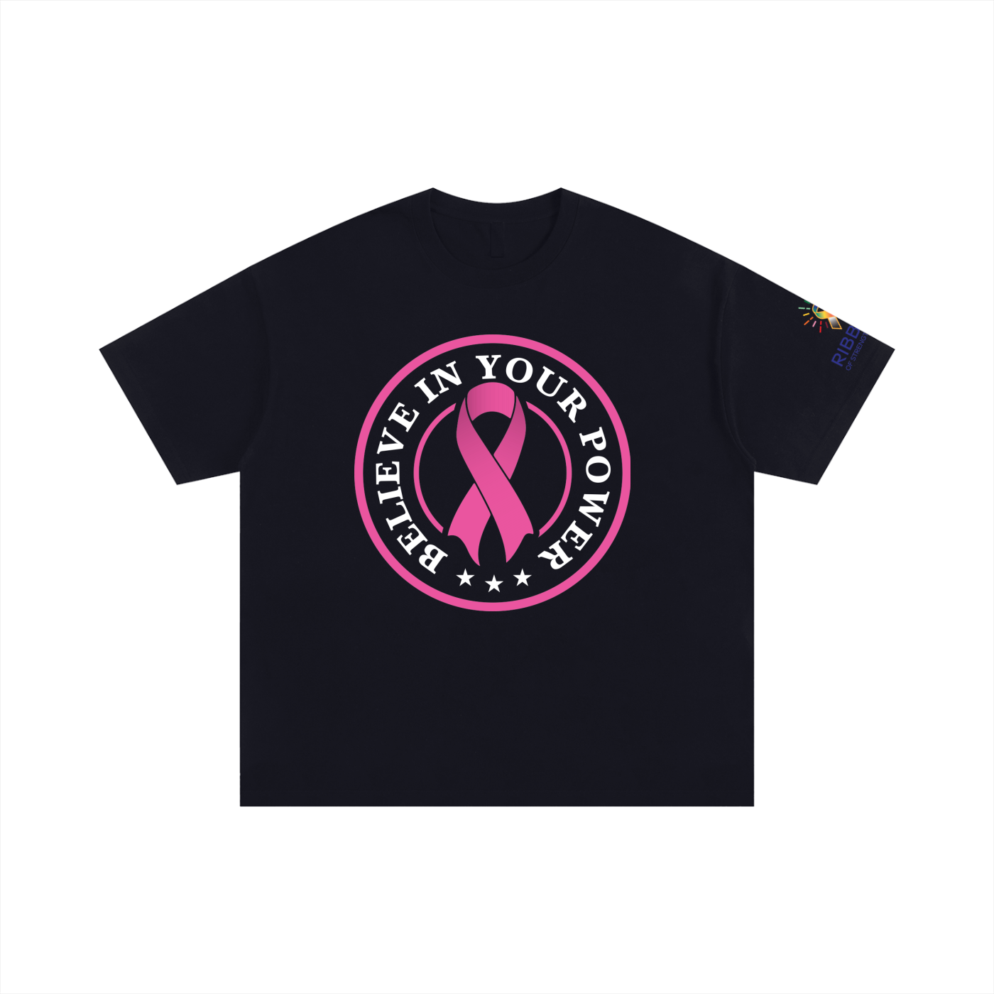 Black - Believe in Your Power Pink Ribbon T-Shirt