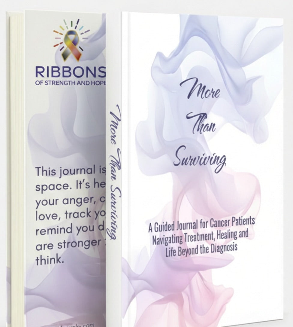 More Than Surviving guided cancer journal showing front and back cover for patients navigating treatment and healing.