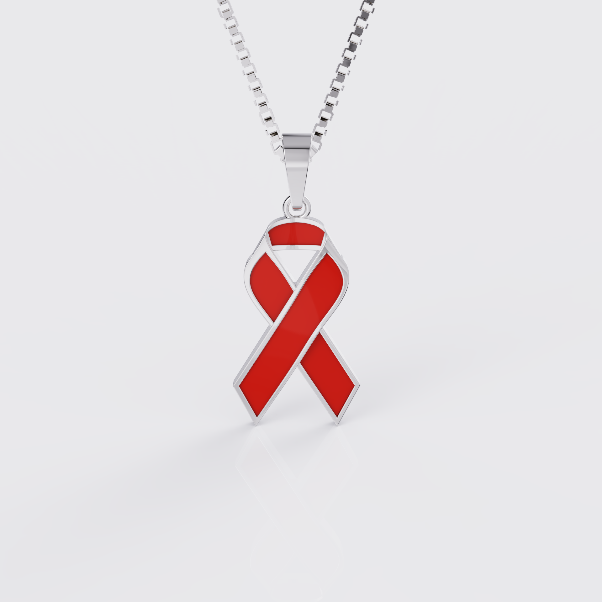 AIDS & HIV Awareness Ribbon Pendant Necklace