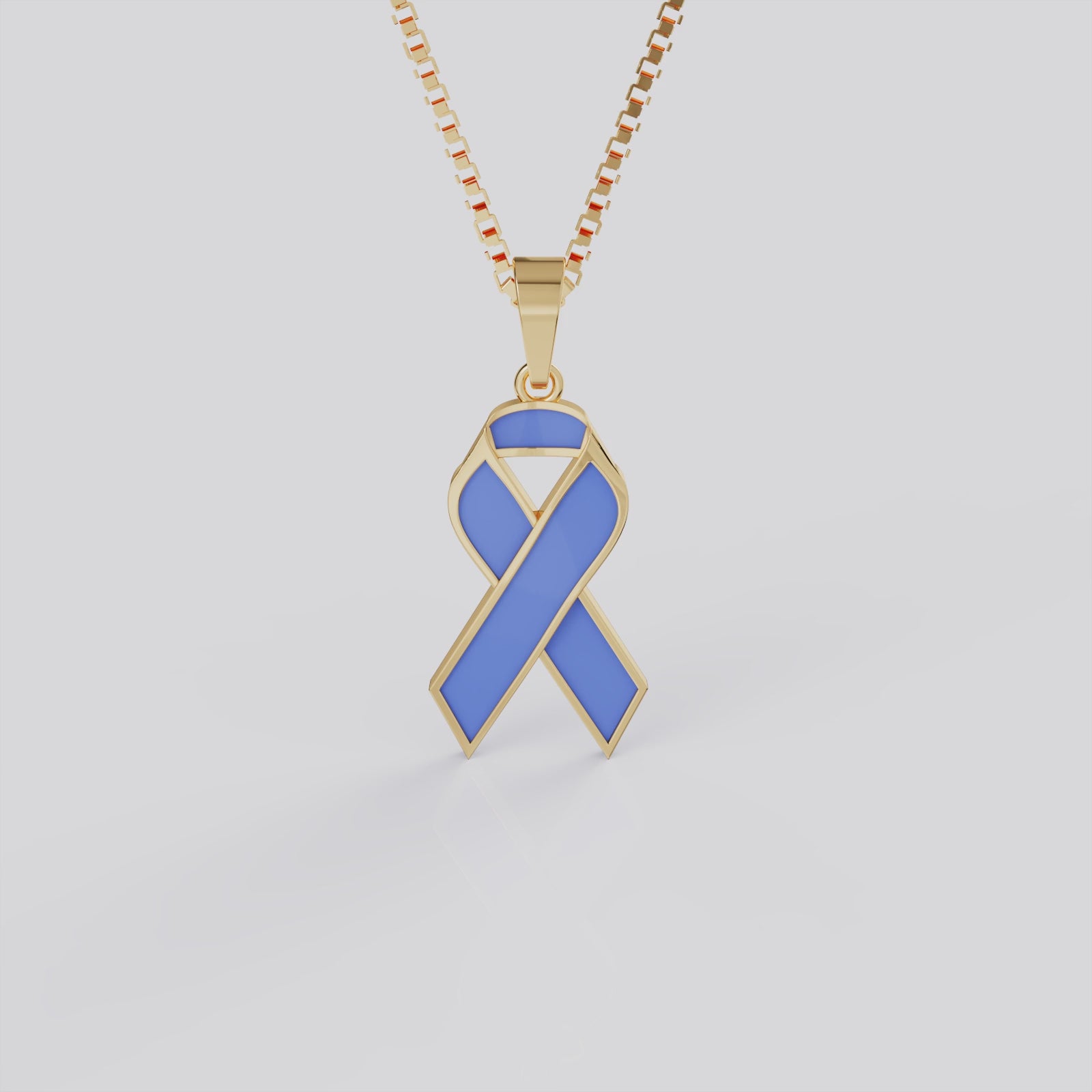 Esophageal Cancer Awareness Ribbon Pendant Necklace | Periwinkle Ribbon Jewelry in White, Yellow & Rose Gold