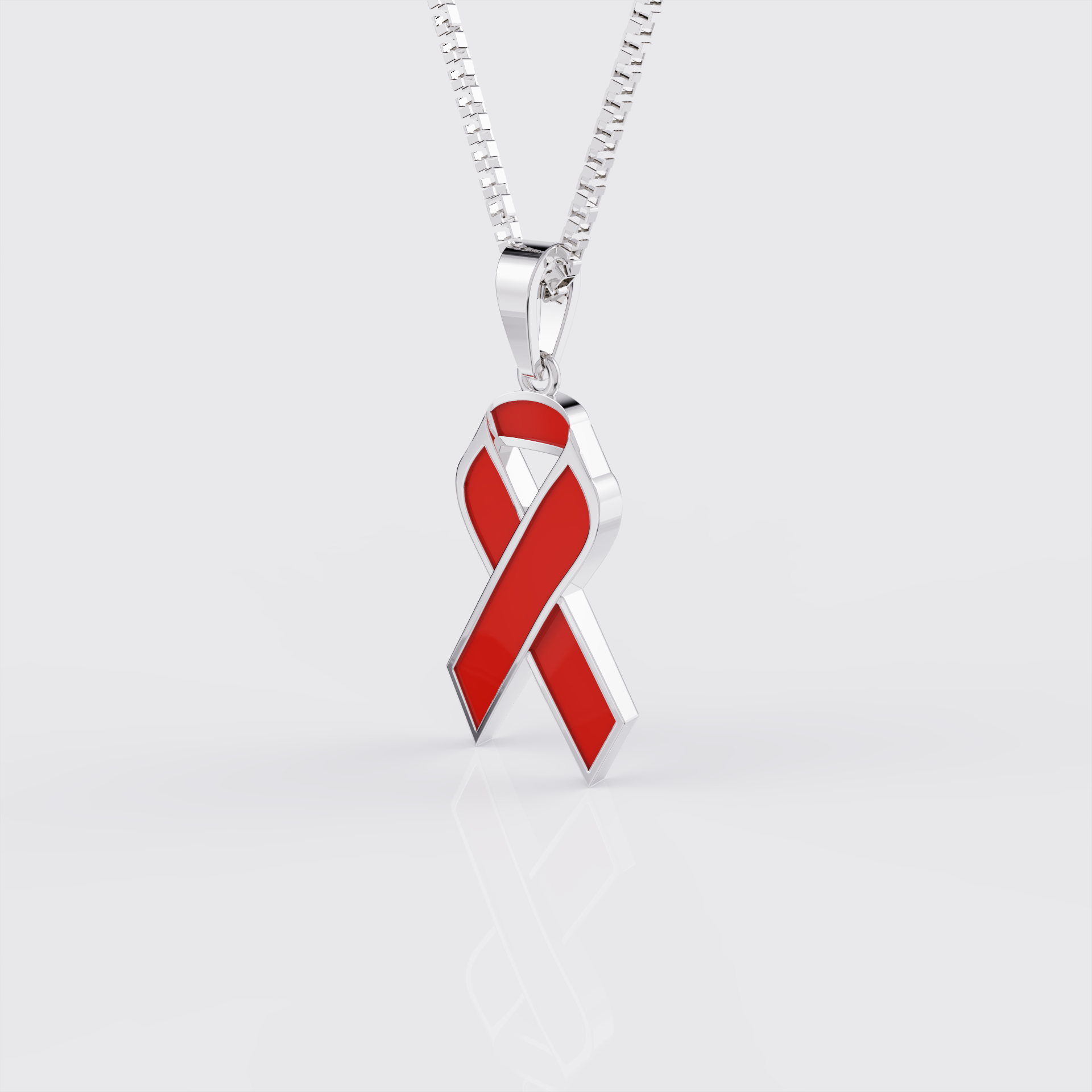 AIDS & HIV Awareness Ribbon Pendant Necklace