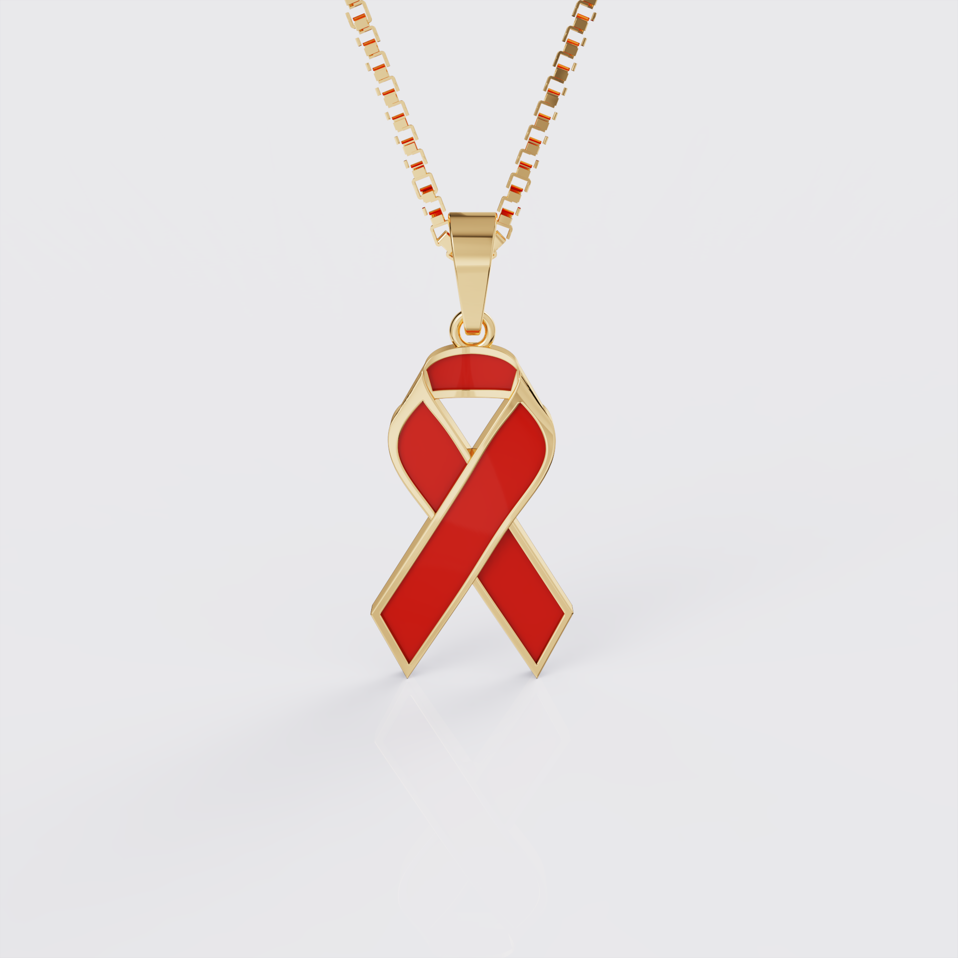 AIDS & HIV Awareness Ribbon Pendant Necklace