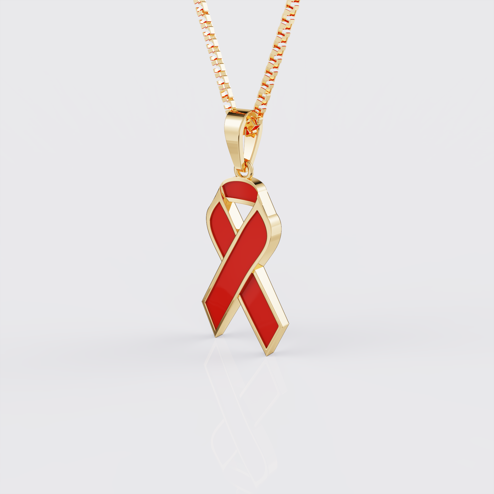 AIDS & HIV Awareness Ribbon Pendant Necklace